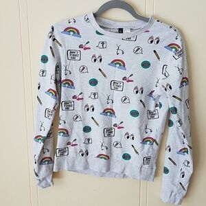 𝅺divided H&M pullover sweater XS rainbow graphic